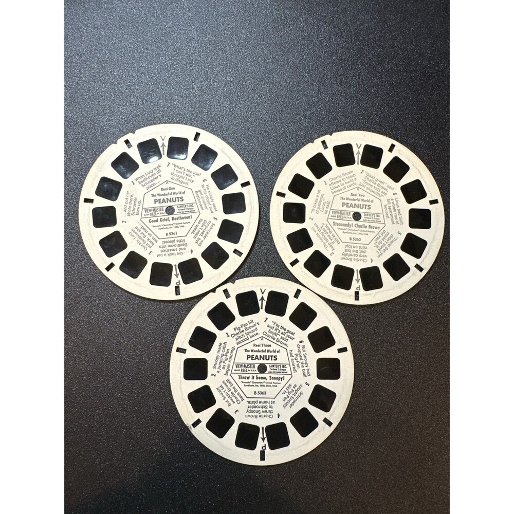 Vintage Peanuts View-Master 3 Reel Set‎ Snoopy Charlie Brown B5361-63
